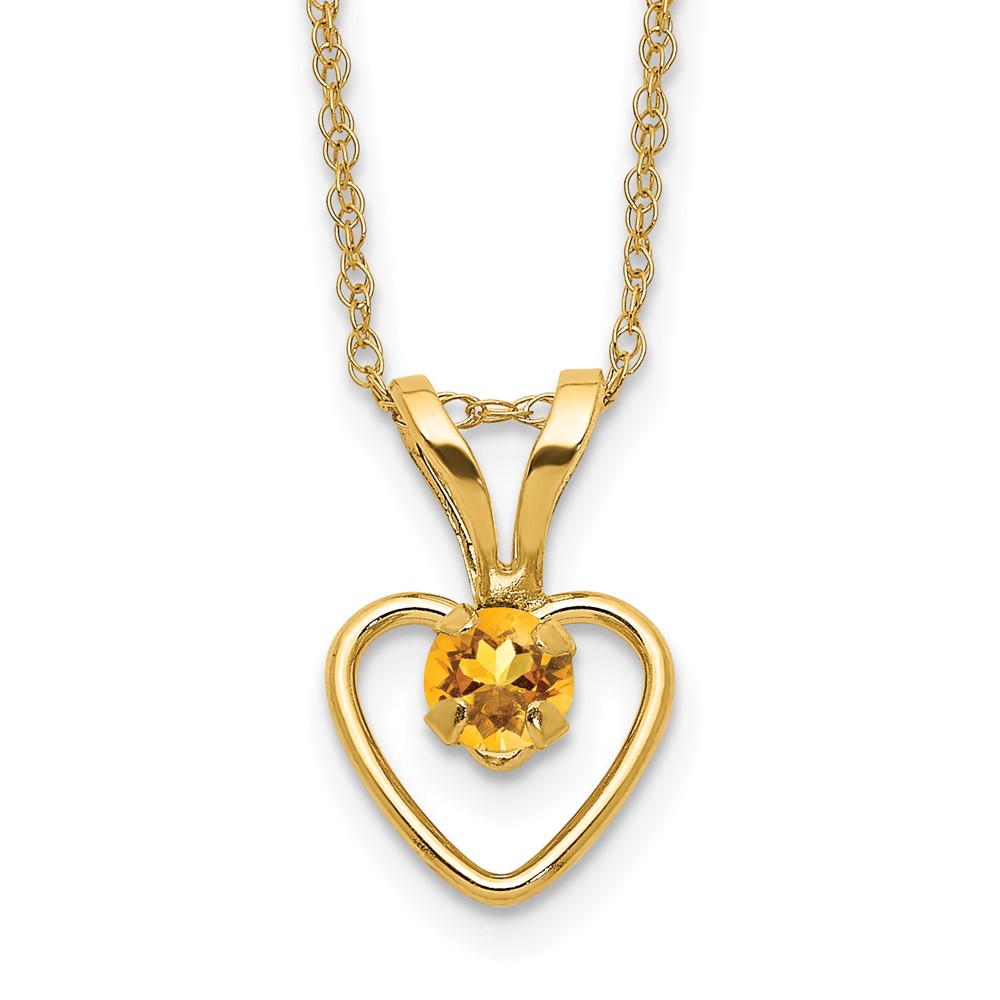 GK413-15.jpg 14k Madi K 3mm Citrine Heart Birthstone Necklace - Image 1