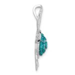 Sterling Silver Rhodium-plated Polished Blue Crystal Turtle Chain Slide - Image 2