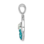 Sterling Silver Rhodium-Plated Polished Crystal Wave Whitecap Pendant - Image 2