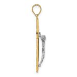 14k Polished Two-tone Diamond-cut Crucifix Pendant - Image 2