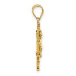 14k Polished and Textured Cara Vaca Crucifix Pendant - Image 2