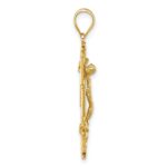14k Polished and Textured Cara Vaca Crucifix Pendant - Image 2