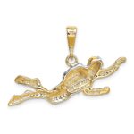 14K and White Rhodium Polished Open-Backed Scuba Diver Pendant - Image 3