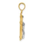 14K Two-tone INRI Hollow Crucifix Charm - Image 2