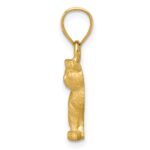 14K Satin Diamond-cut Cat Pendant - Image 2