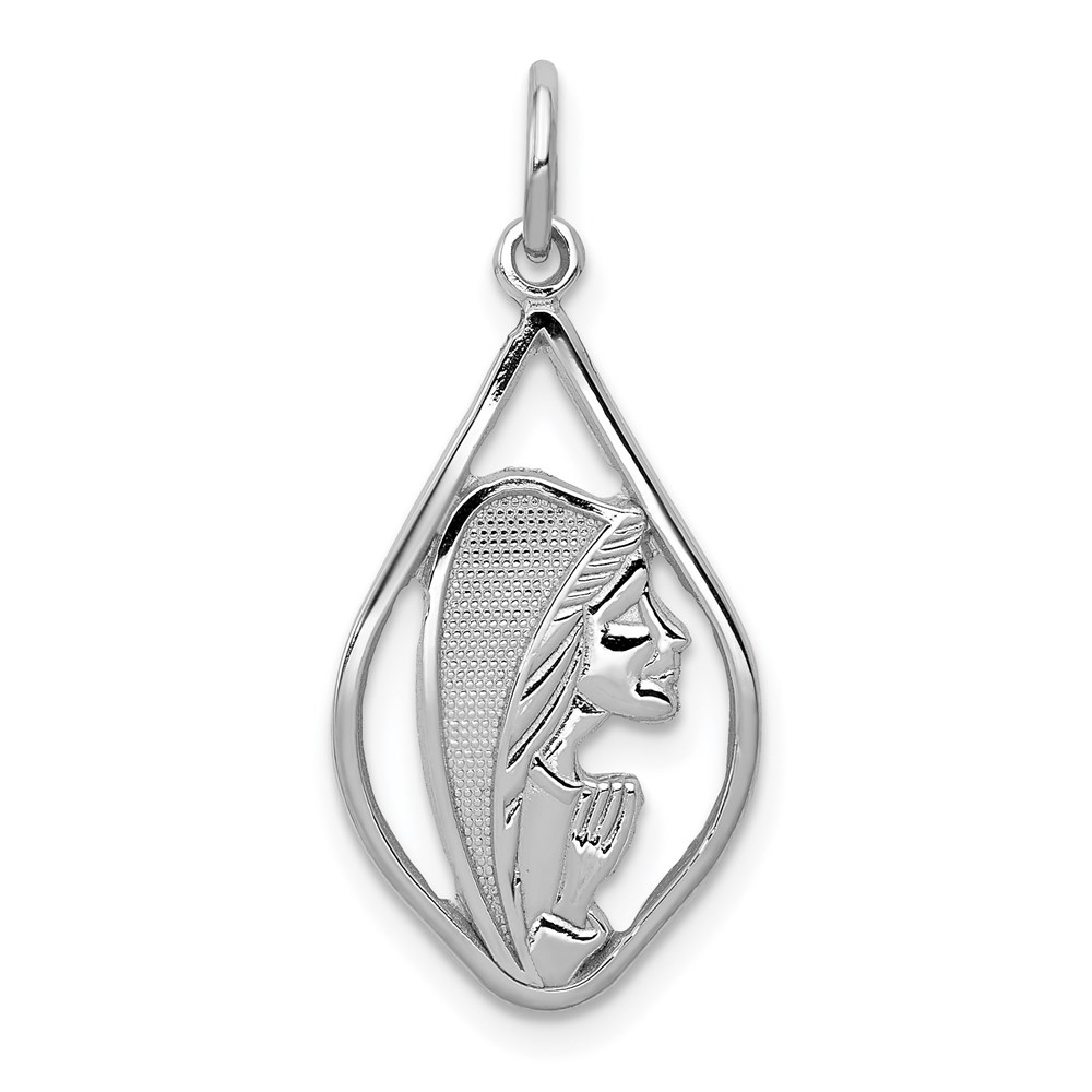 K387.jpg 14k White Gold Blessed Virgin Mary Charm - Image 1
