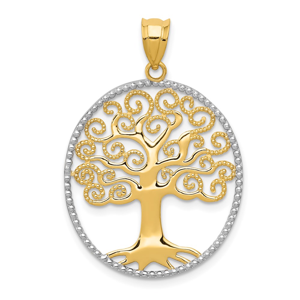 K4781.jpg 14k and White Rhodium Filigree Tree of Life Pendant - Image 1