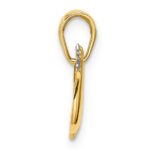 14k and White Rhodium Polished Diamond-cut Dove Charm - Image 2