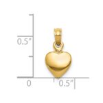 14K Polished Solid 3-D Heart Pendant - Image 4