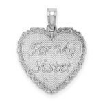 14K White Reversible FOR MY SISTER / FRIENDS FOREVER Heart Pendant