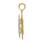 14k Two-tone Polished and Textured 2-Level Snowflake Pendant - Image 2