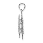 14k White Gold Polished and Textured 2-Level Snowflake Pendant - Image 2