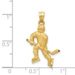 14K Satin Diamond-cut Hockey Player Pendant - Image 4