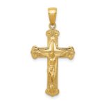 14K Polished Textured Crucifix Pendant