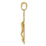 14K Polished Textured Crucifix Pendant - Image 2