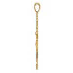 14K Polished Textured INRI Crucifix Fleur de Lis Pendant - Image 2