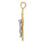 14K Tri-color Polished Crucifix Pendant - Image 2