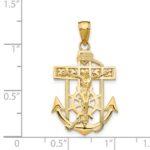 14K Polished Textured Mariners Crucifix Pendant - Image 4