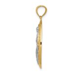 14K and White Rhodium Polished Cut-out Miraculous Medal Oval Pendant - Image 2