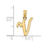 14KY Script Letter V Initial Pendant - Image 3