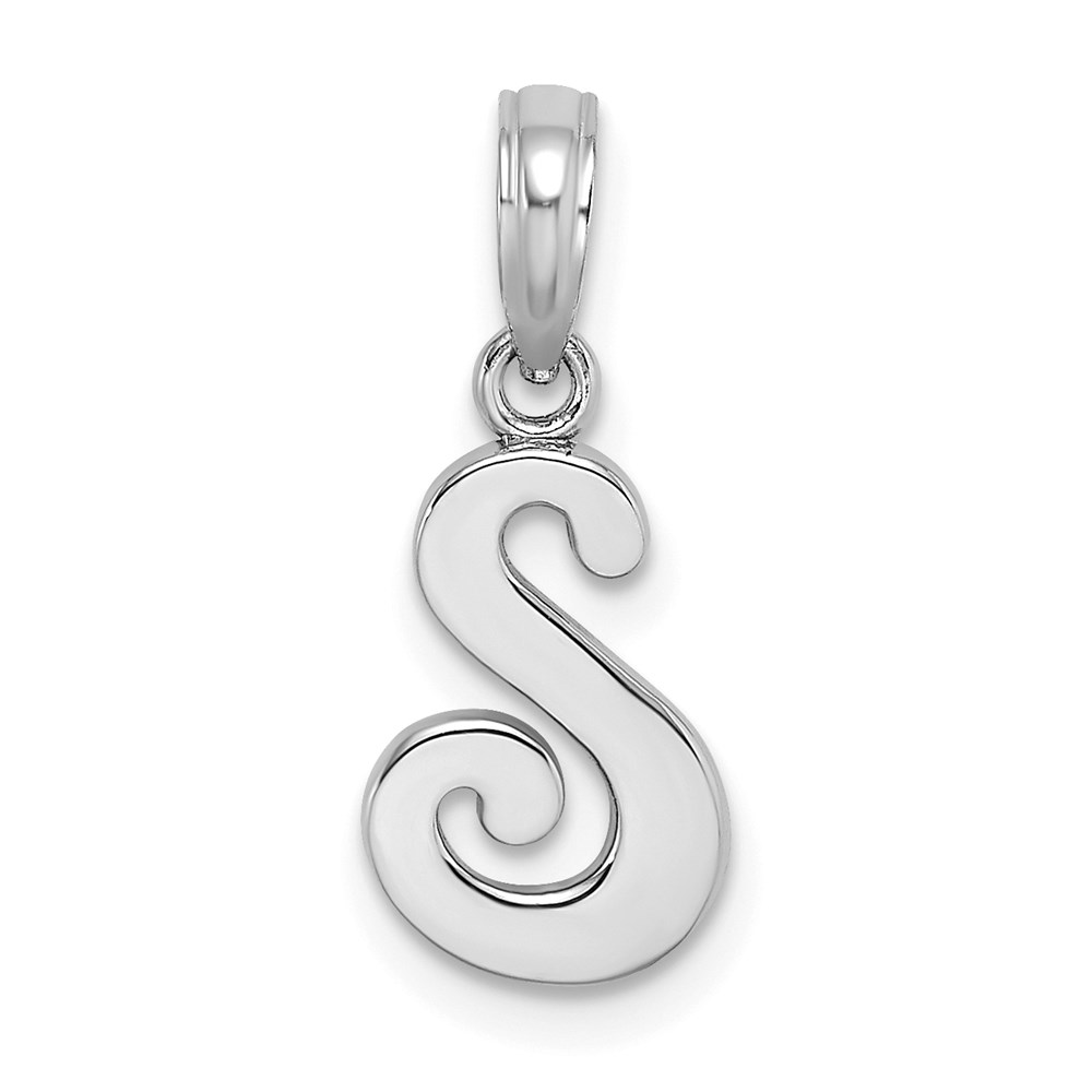 K6422WS.jpg 14KW White Gold Script Letter S Initial Pendant - Image 1