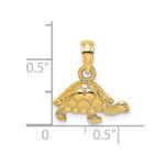 14K Polished and Textured Mini Turtle Charm - Image 3