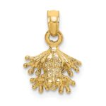 14K 3-D Textured Mini Frog Facing Down Charm
