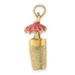 14K 3-D Cocktail Drink with Fuchsia Enameled Umbrella and Lime Charm - Image 2