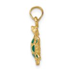 14K Small Green Enameled 3-D Land Turtle Charm - Image 2