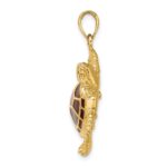 14K 3-D Brown Enamel Large Sea Turtle Charm - Image 2