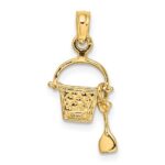 14K 2-D Aqua Enameled Beach Bucket with Moveable Shovel Charm - Image 3