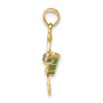 14K 2-D Green Enameled Beach Bucket with Moveable Shovel Charm - Image 2
