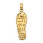 14K and White Rhodium 3-D Enameled Fuchsia and White Flowers On Aqua Flip-Flop Charm - Image 4