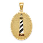14K Enamel Cape Hatteras Lighthouse Pendant with John 8:12 On Reverse