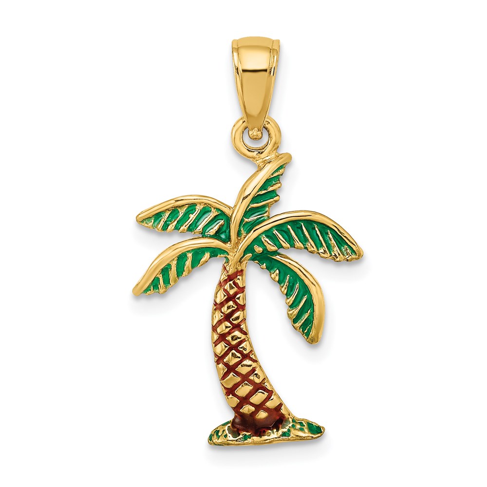 K6891.jpg 14K Enamel Palm Tree Charm - Image 1