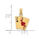 14K Enameled Jack of Clubs and Ace of Hearts Cards Charm - Image 3