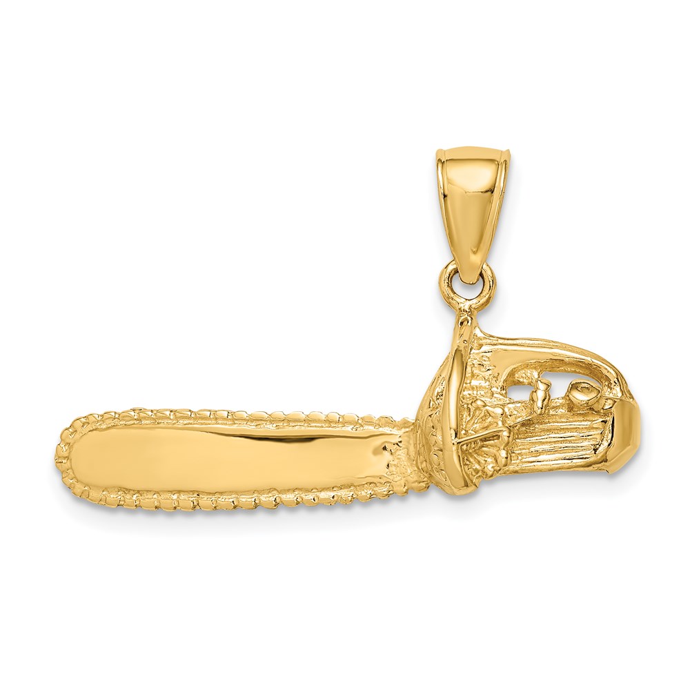 K7174.jpg 14K 3-D Large Chain Saw Charm - Image 1