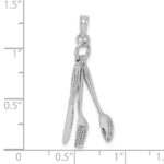 14K White Gold 3-D Moveable Knife, Fork, and Spoon Charm - Image 3