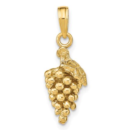 14K 3-D Grapes with Stem and Leaf Charm