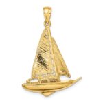 14K 3-D Polished Sailboat Charm - Image 4