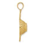 14K 3-D 2 Handles Round Basket Charm - Image 2