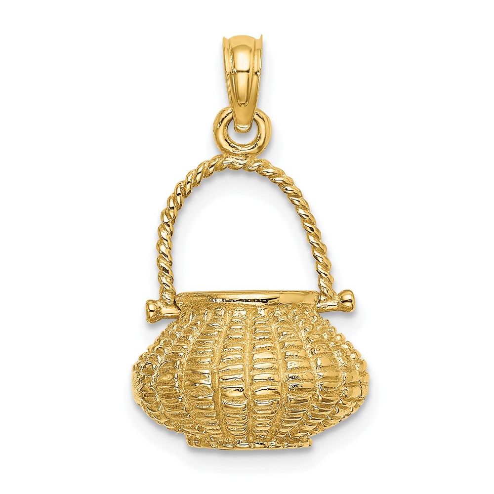 K7993.jpg 14K 3-D Moveable Handle Flower Basket Charm - Image 1