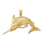 14K Large 3-D Polished  and Satin Blue Marlin Charm - Image 4