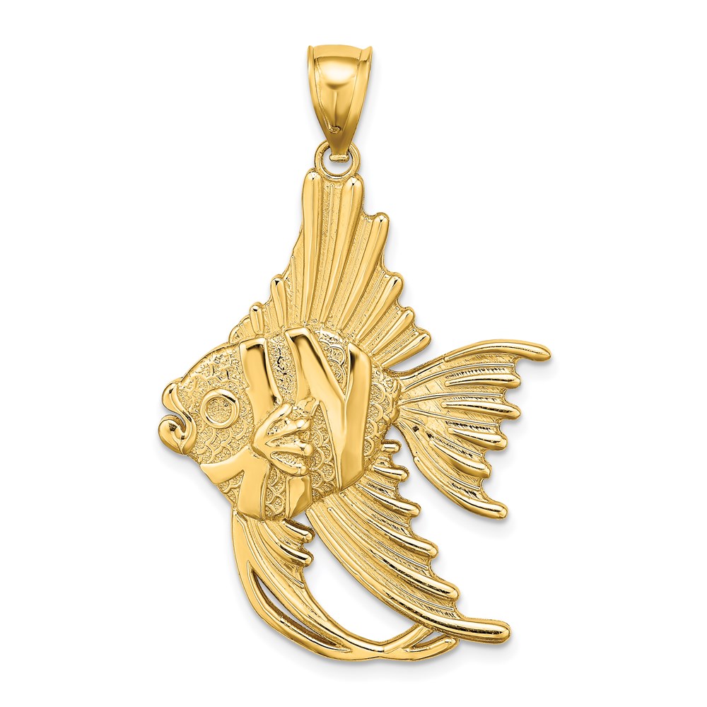 K8106.jpg 14K Textured Large Angelfish Charm - Image 1