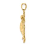 14K Large Textured Swimming Sea Turtle Charm - Image 2