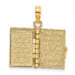 14K 3-D HOLY BIBLE with Lord's Prayer and Moveable Pages Pendant - Image 8