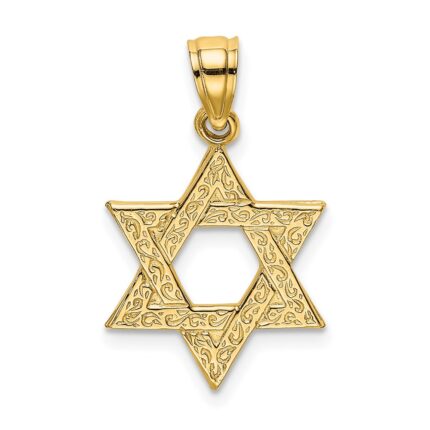 14K Textured Swirls Star Of David Charm
