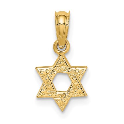 14K Textured Swirl Mini Star Of David Charm