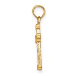 14K Polished Beaded Cross - Image 2