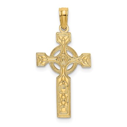 14K Textured Celtic Cross with Eternity Circle Charm